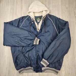 Vintage Bass‎ Pro Shops Outdoors Jacket Mens XL Tall Blue Quilted Hooded USA 90s